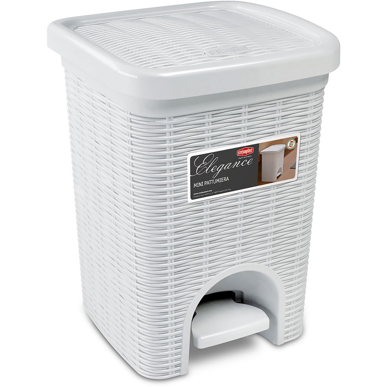 STEFANPLAST - Pattumiera da bagno bianco Linea Elegance 6 litri - h28x20,5x20,5 cm